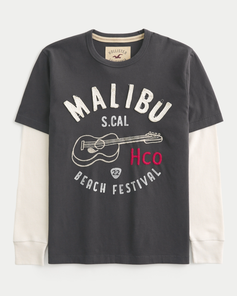 mehrlagiges langärmeliges surf-logo-t-shirt