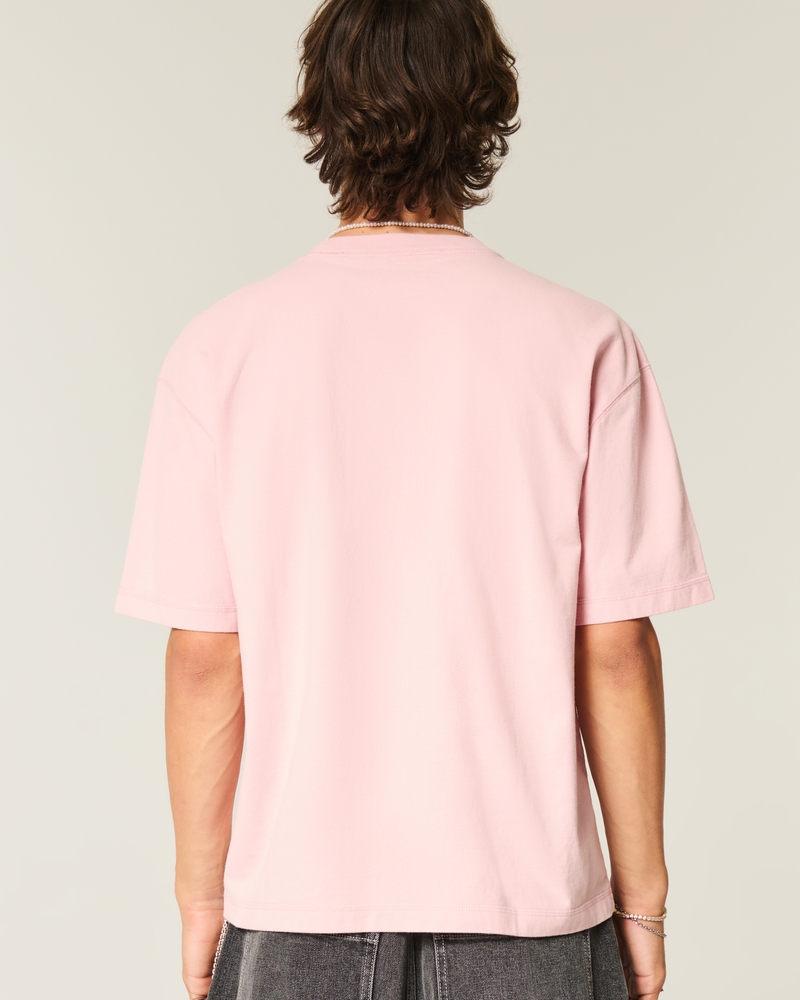 locker geschnittenes kurzes schweres gewaschenes t-shirt mit rundhalsausschnitt