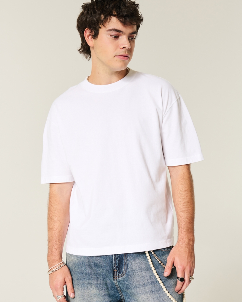 quadratisch geschnittenes kurzes robustes leopardenmuster-t-shirt mit rundhalsausschnitt