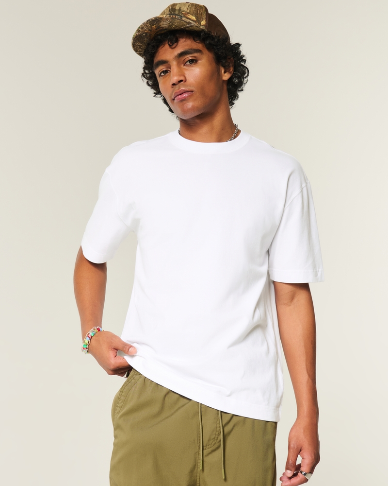 schweres tarnmuster rundhalsausschnitt kastenförmiges t-shirt