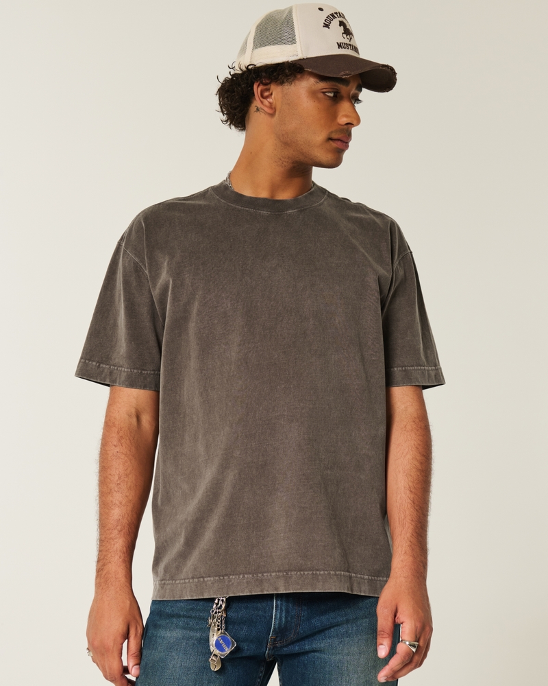 schweres tarnmuster rundhalsausschnitt kastenförmiges t-shirt