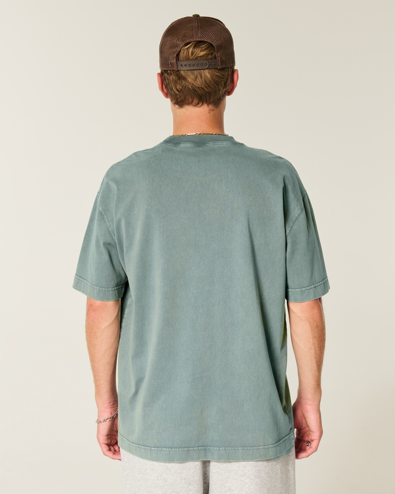 schweres tarnmuster rundhalsausschnitt kastenförmiges t-shirt