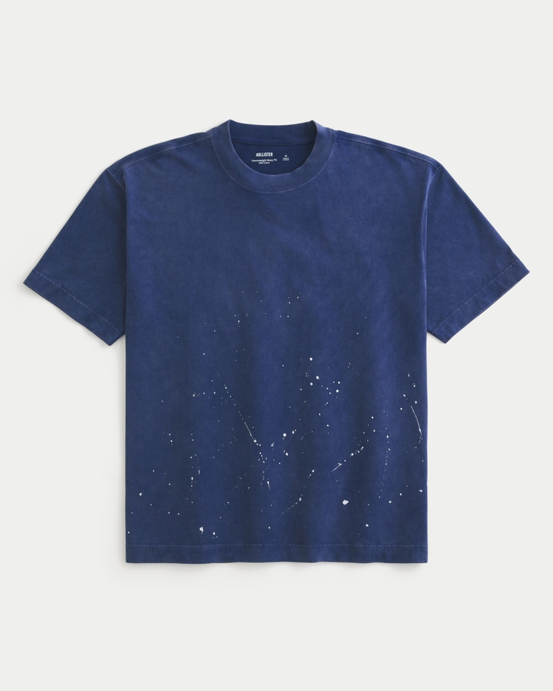 quadratisch geschnittenes hochwertiges baumwoll-t-shirt mit rundhalsausschnitt