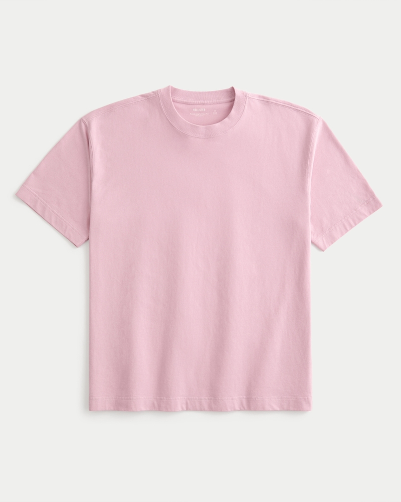 quadratisch geschnittenes hochwertiges baumwoll-t-shirt mit rundhalsausschnitt