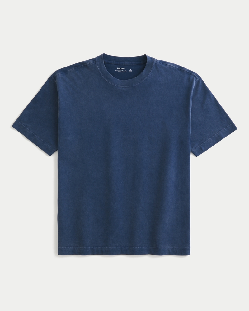 quadratisch geschnittenes hochwertiges baumwoll-t-shirt mit rundhalsausschnitt