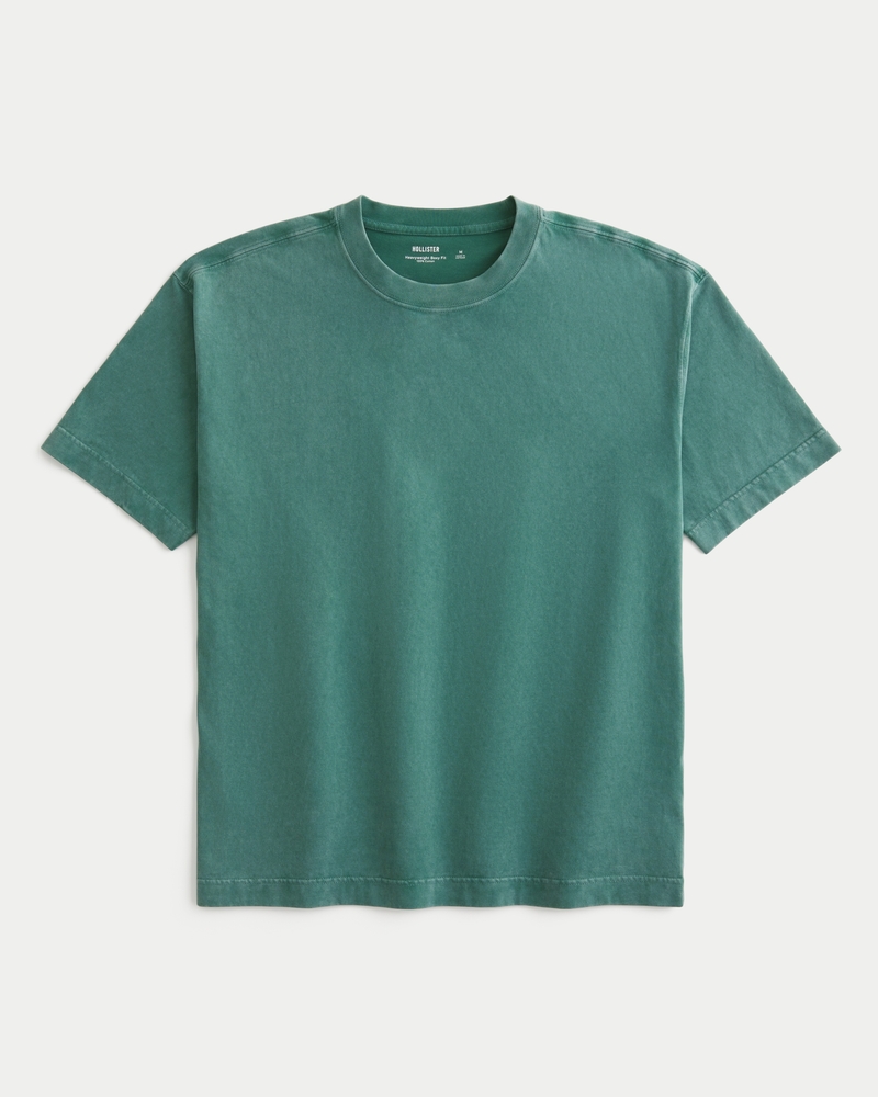 quadratisch geschnittenes hochwertiges baumwoll-t-shirt mit rundhalsausschnitt