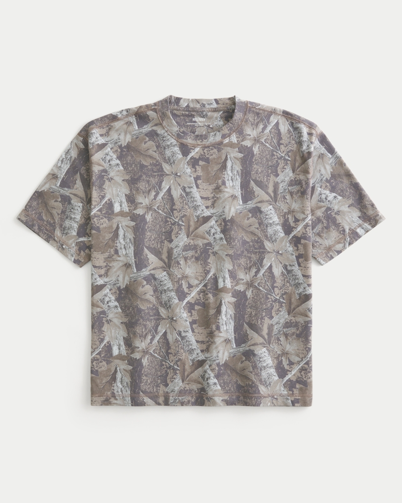 quadratisch geschnittenes kurzes robustes t-shirt mit rundhalsausschnitt