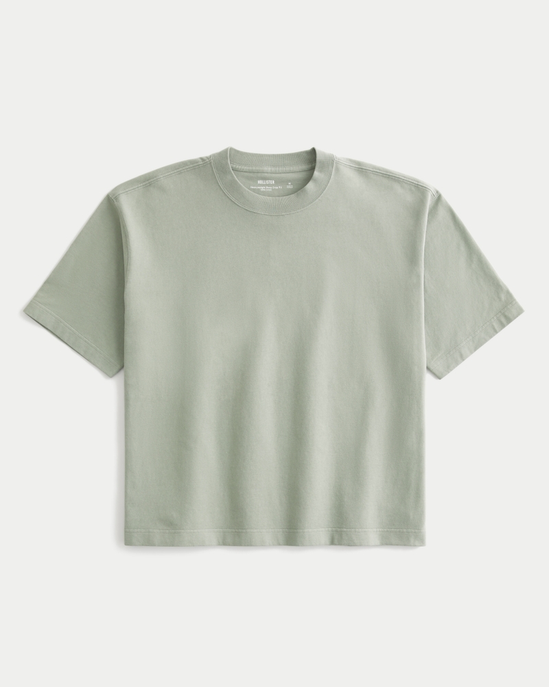 quadratisch geschnittenes kurzes robustes t-shirt mit rundhalsausschnitt