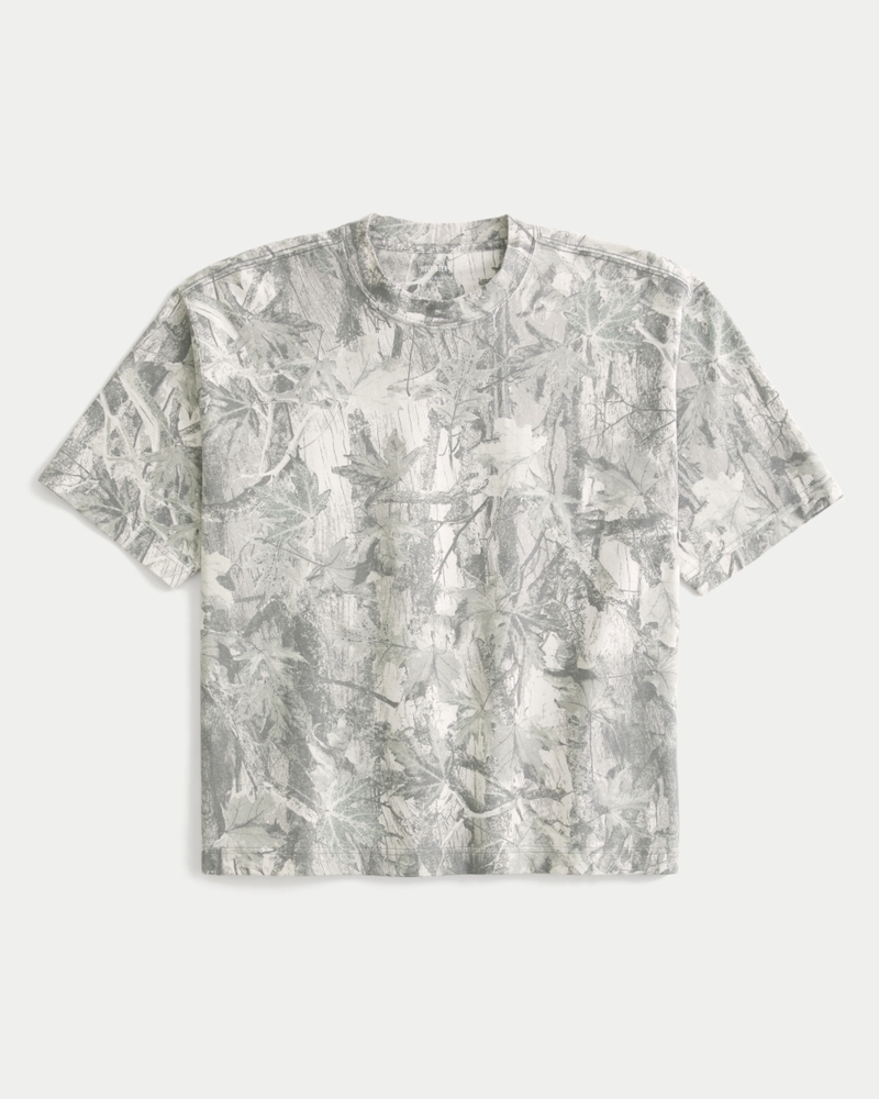 quadratisch geschnittenes kurzes robustes t-shirt mit rundhalsausschnitt