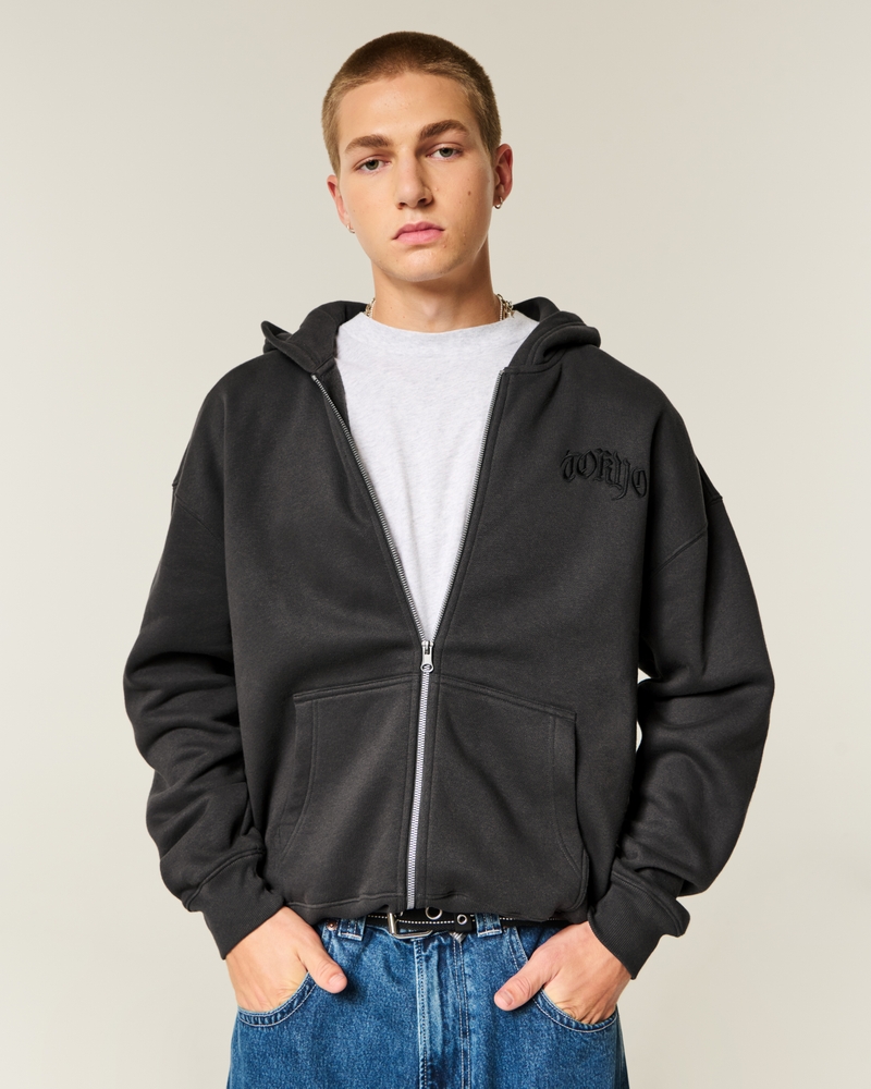 kapuzenpullover mit spinnenmuster gerader passform und reißverschluss