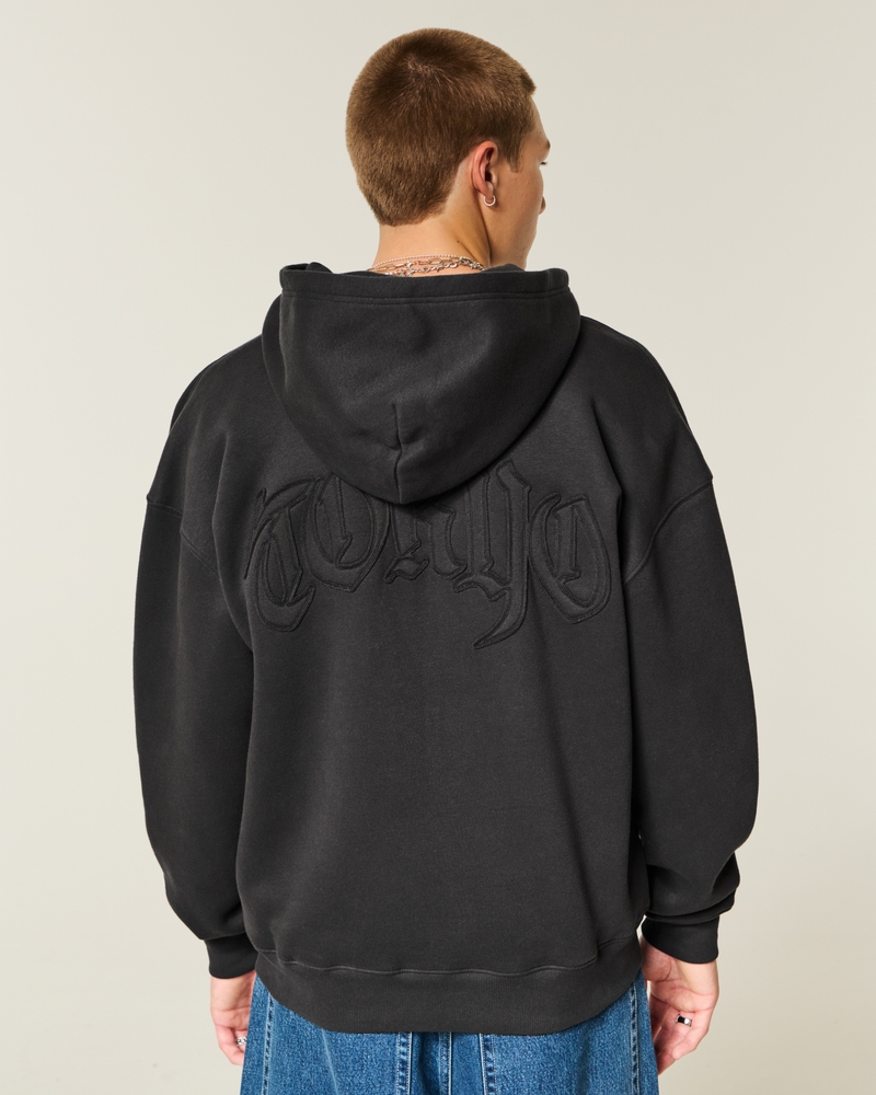 kapuzenpullover mit spinnenmuster gerader passform und reißverschluss