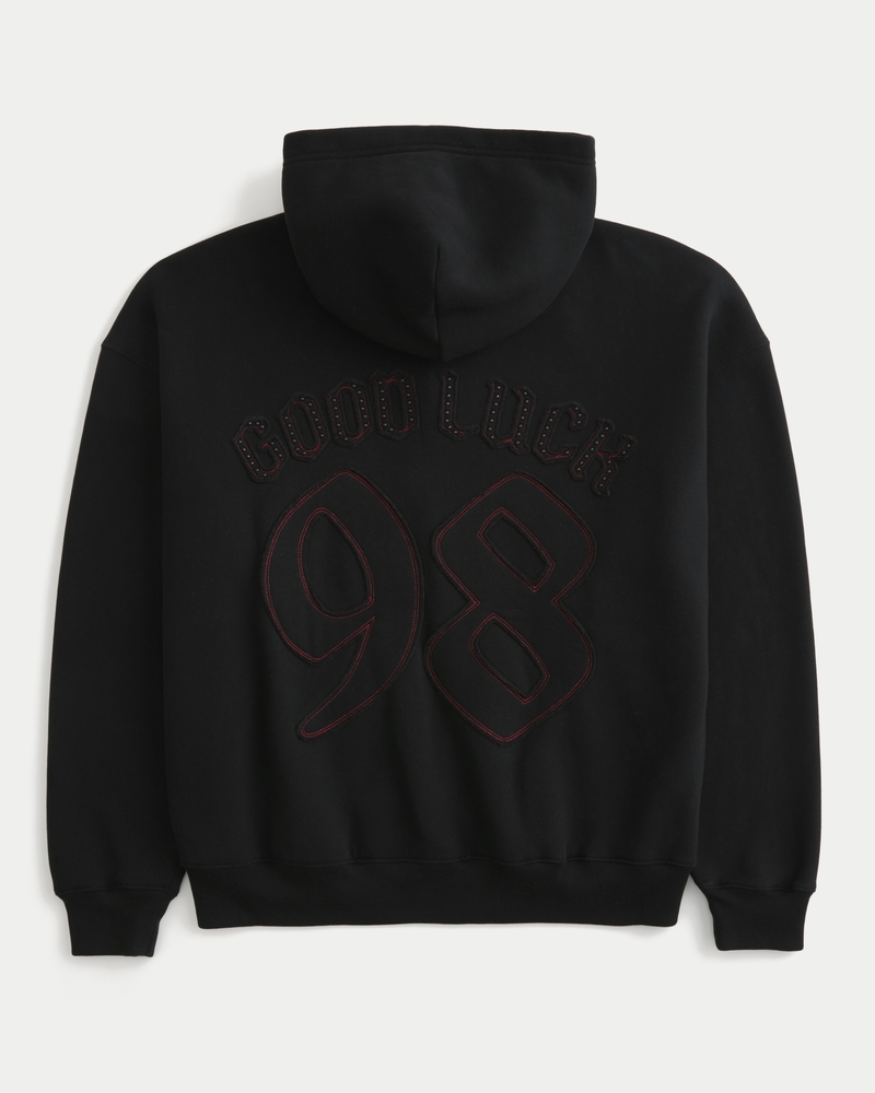 hoodie mit quadratischer passform und glücksmuster