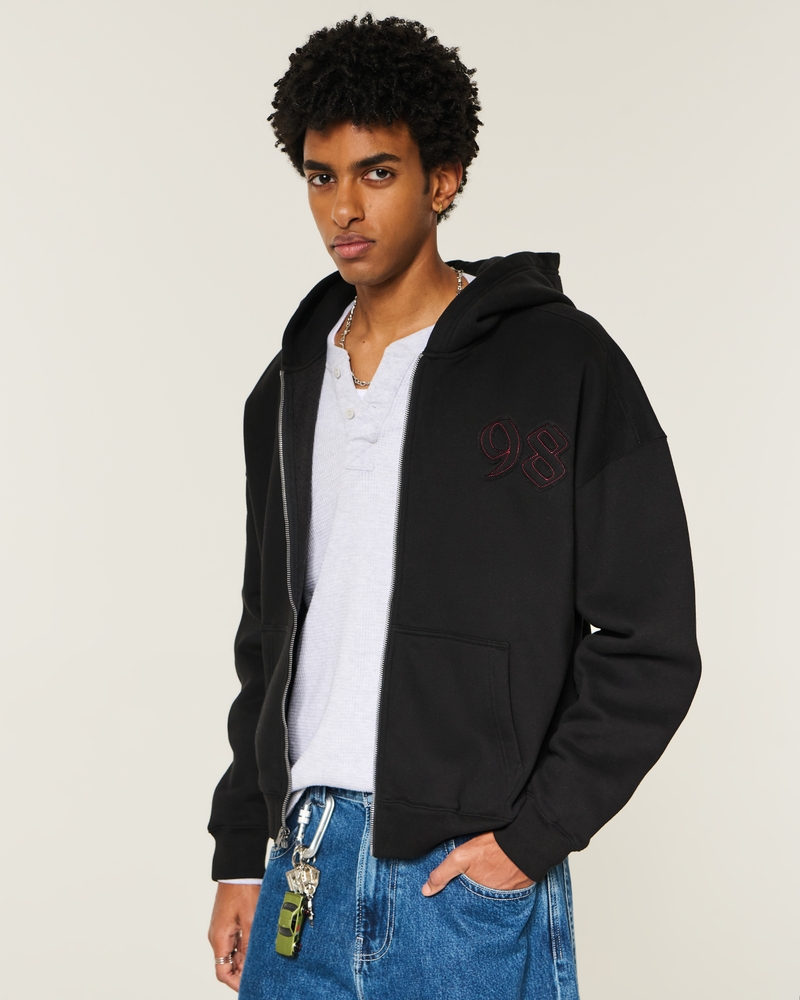 hoodie mit quadratischer passform und glücksmuster