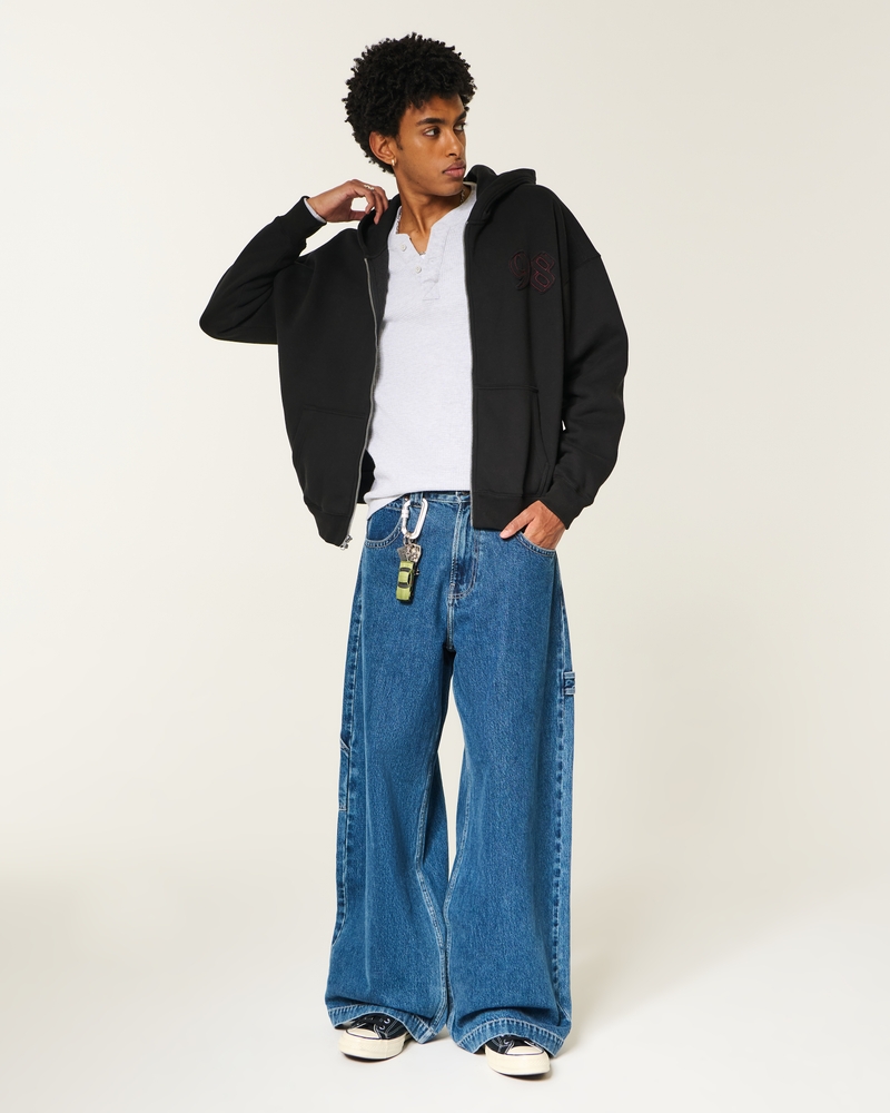 hoodie mit quadratischer passform und glücksmuster