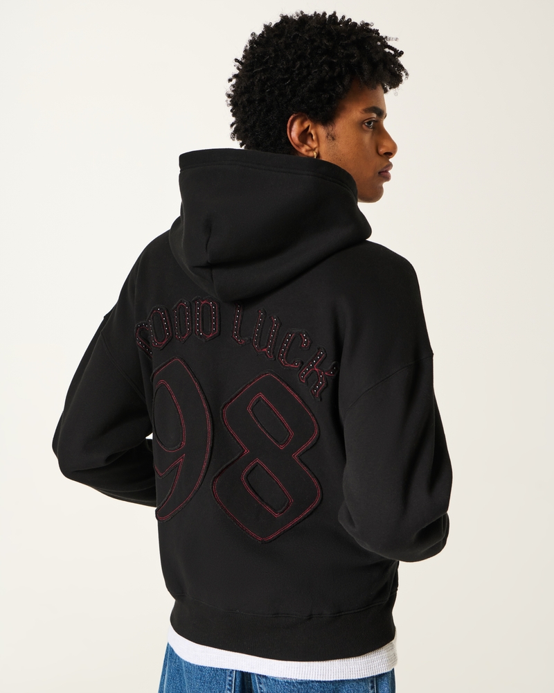 hoodie mit quadratischer passform und glücksmuster