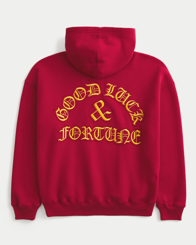 hoodie mit quadratischer passform und glücksmuster