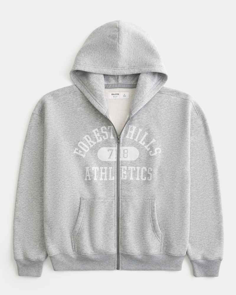 forest hills athletics kapuzenpullover mit reißverschluss gemustert quadratisch geschnitten